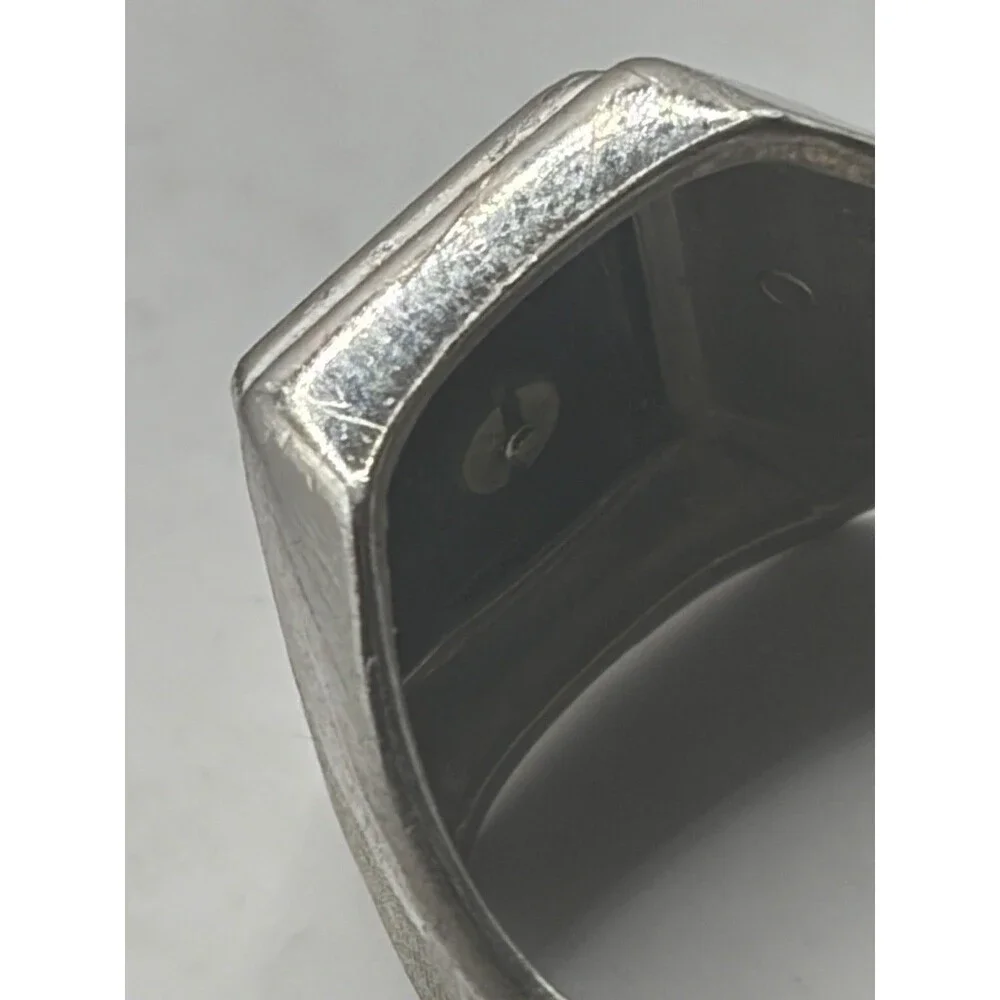 Men's 925 Sterling Silver and Onyx Letter ''f